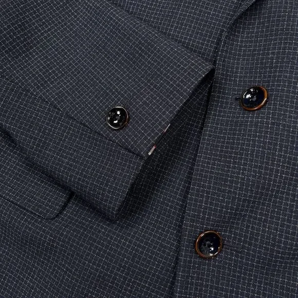 Ted Baker London Blazer Mens 6 XXL 42R Groove Micro Check Blue Sport Coat Iguana